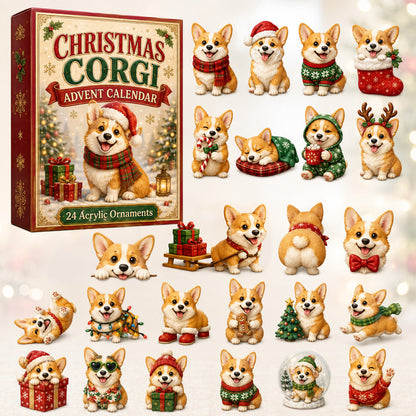 Christmas Corgi Advent Calendar 2026 - 24-Day Festive Countdown, Acrylic Charms Blind Box - Gift For Corgi Lovers