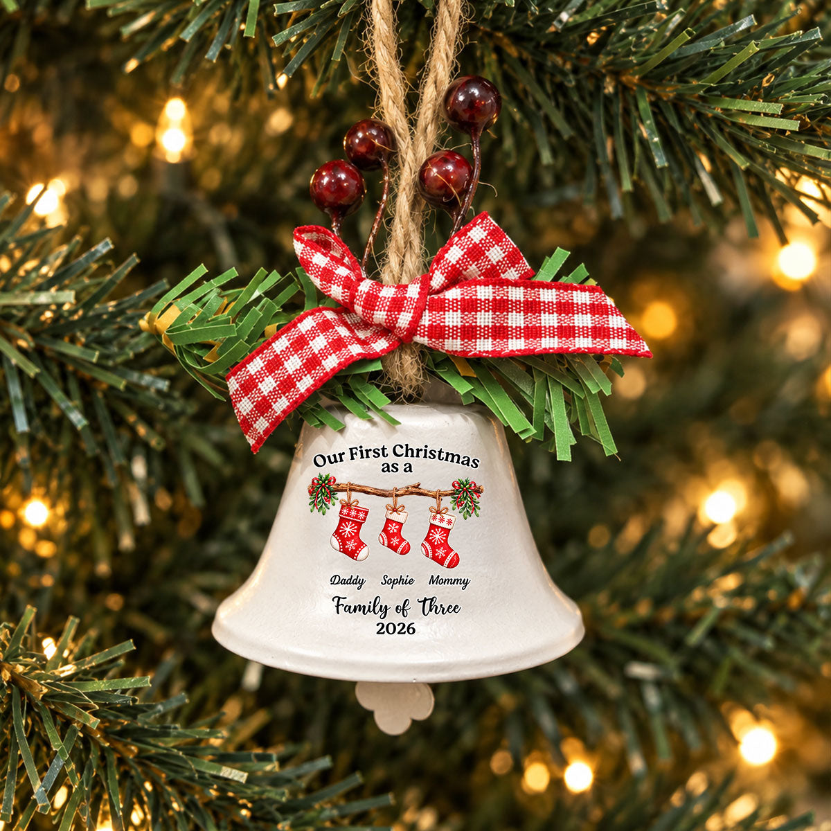First Christmas Story - Personalized Metal Bell Ornament