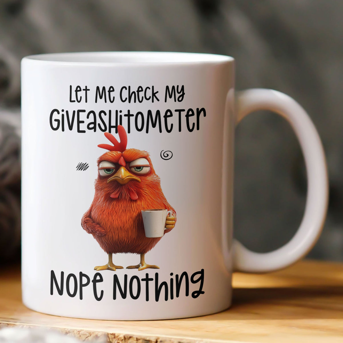 Funny Mug - Chicken Let Me Check My Giveashtometer Nope Nothing - Exchange Gift, White Elephant Gifts For Coworkers - Mug