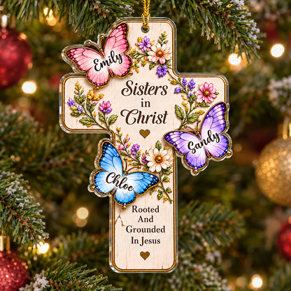 Custom Keepsake Christmas Ornament •  Sisters By Faith - Personalized Acrylic Ornament