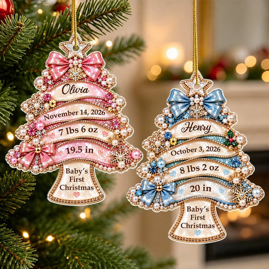 Custom Baby First Christmas Ornament for New Parents •  Tiny Christmas Miracle - Personalized Acrylic Ornament