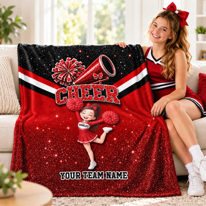 Proud Cheerleader Custom Name And Team Name - Personalized Fleece Blanket - Christmas Gift For Cheerleaders, Daughter, Granddaughter
