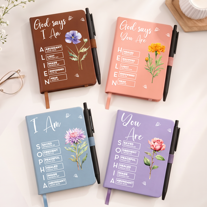 God Says You Are Custom Birth Flower And Name In Bible Verses For Her Personalized Journal Ma9Z272T1
