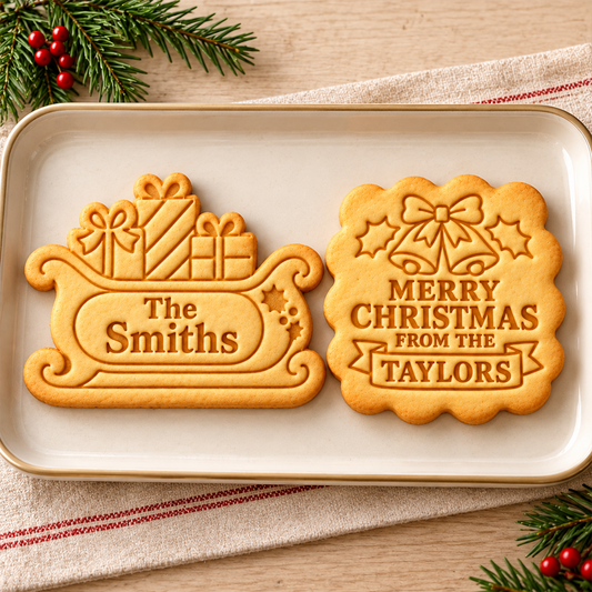 Custom Family Name Merry Christmas Cookie Cutter & Stamp CH07 181100