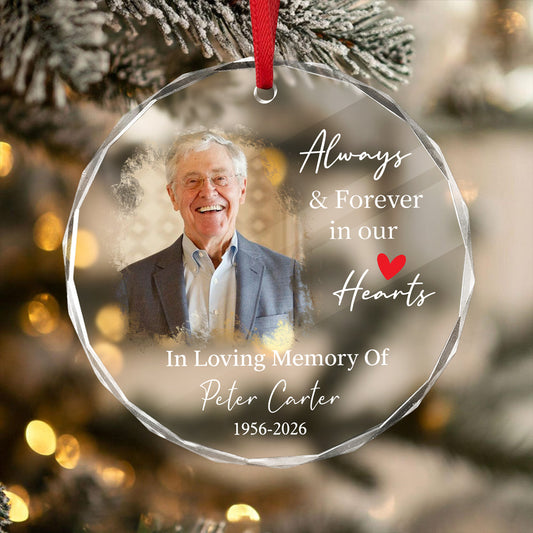 Custom Photo In Loving Memory Keepsake Memorial Glass Ornament HO82 903900