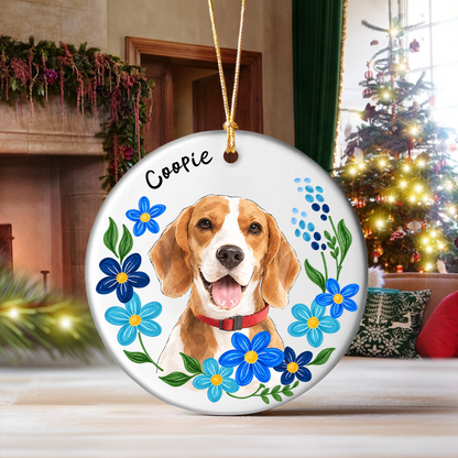 Custom Dog Photo & Name Christmas Ceramic Ornament HO82 903976