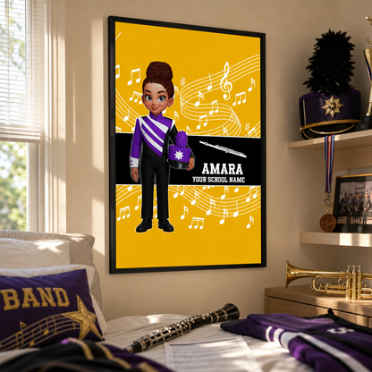 Custom Music Marching Band, Orchestra, Personalized Name, Color, School, Instrument, Trumpet, Clarinet, Tuba, Violine - Personalized Poster - Christmas Gift For Son, Grandson, Daughter, Granddaughter