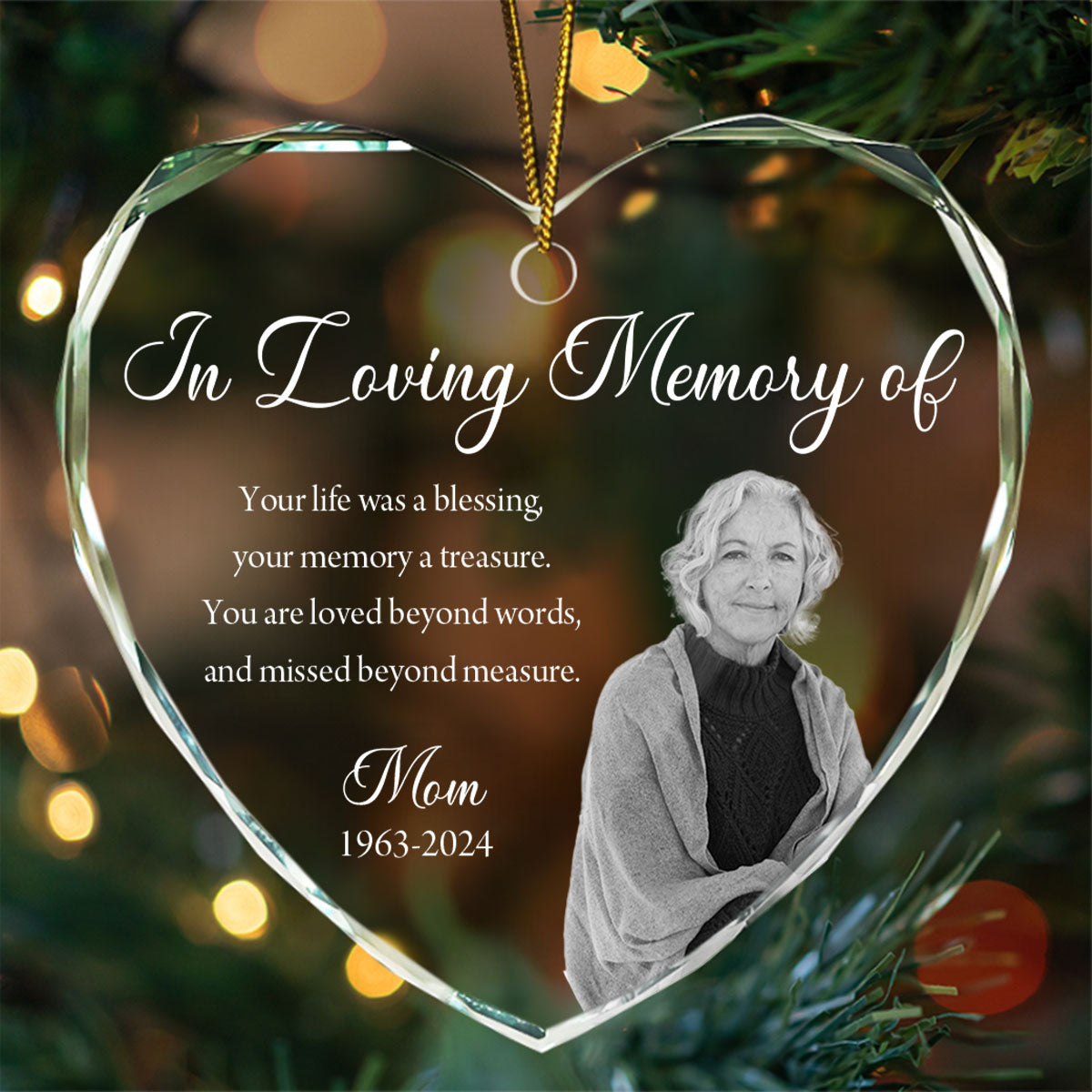 Custom Photo Memorial Ornament, Dad Mom Remembrance Christmas Ornament, Memorial Day Heart Glass Ornament, Mom Loss, Loss of Father Gift
