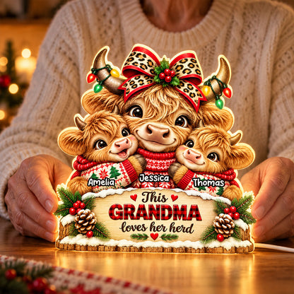 This Grandma Loves Her Herd - Personalized Light Box - Heartfelt Christmas Gift for Grandma
