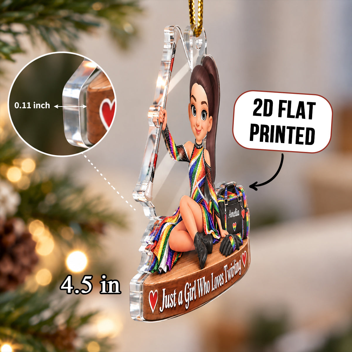Just a Girl Who Loves Twirling - Personalized Acrylic Ornament - Christmas Gift for Daughter, Granddaughter, Niece