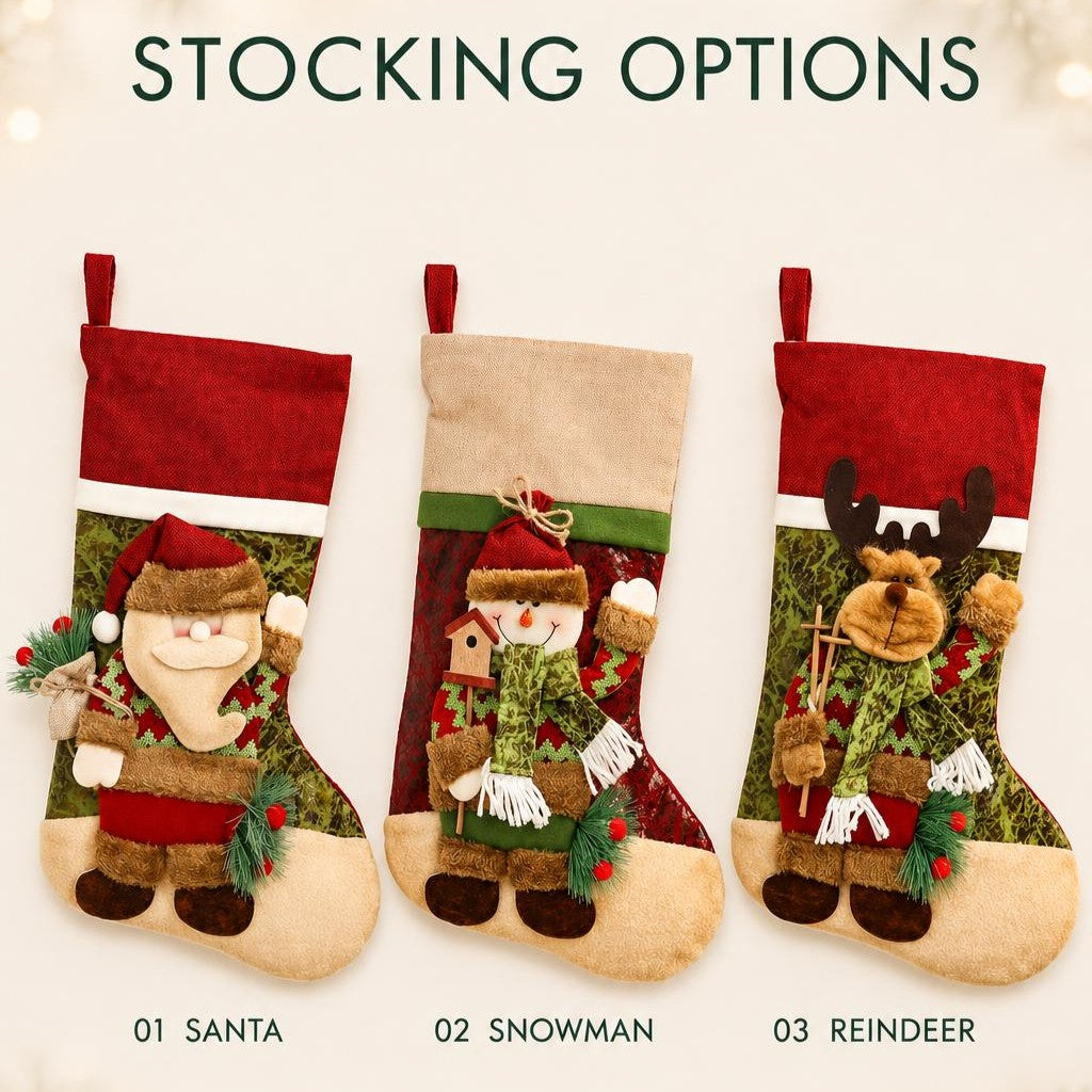 Personalized 3D Christmas Stockings, Santa, Snowman or Reindeer Design LM32 670277