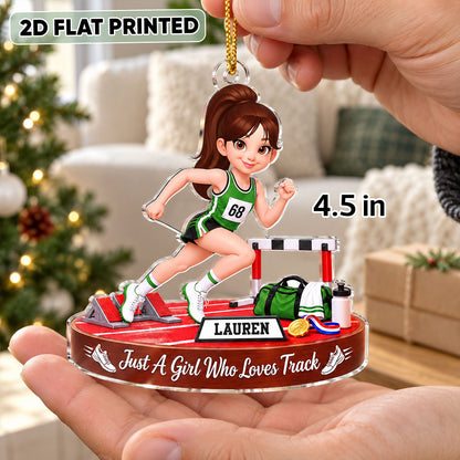 Just a Girl Who Loves Track & Field - Personalized Acrylic Ornament - Christmas Gift for Daughter, Son, Grandkids