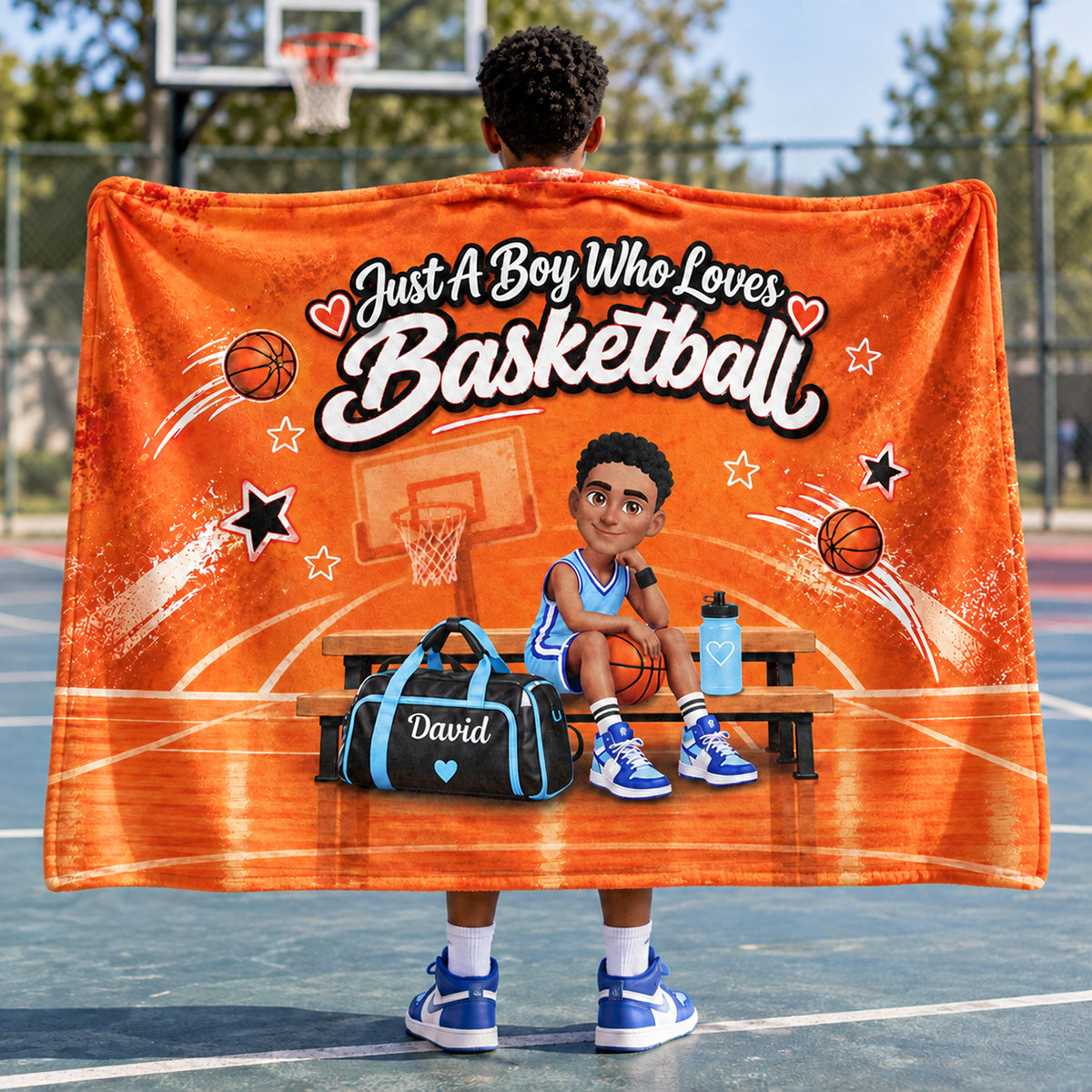 Just a Boy Girl Who Loves Basketball - Personalized Fleece Blanket - Christmas Gift for Daughter, Granddaughter, Team Players