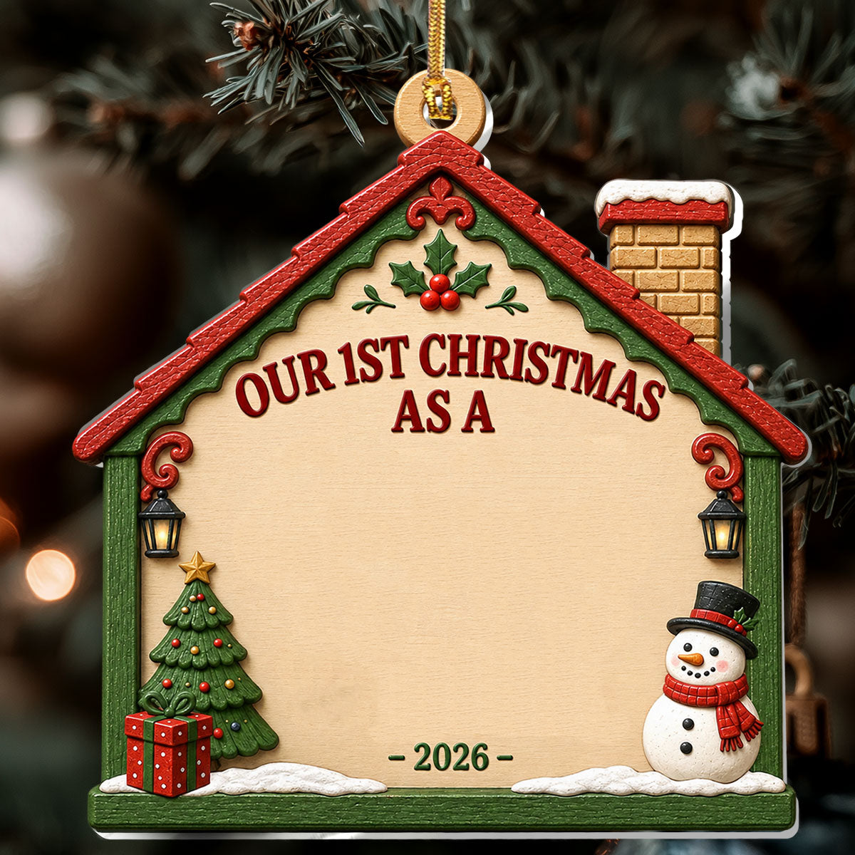 First Christmas Together - Personalized 2-Layered Wooden Ornament