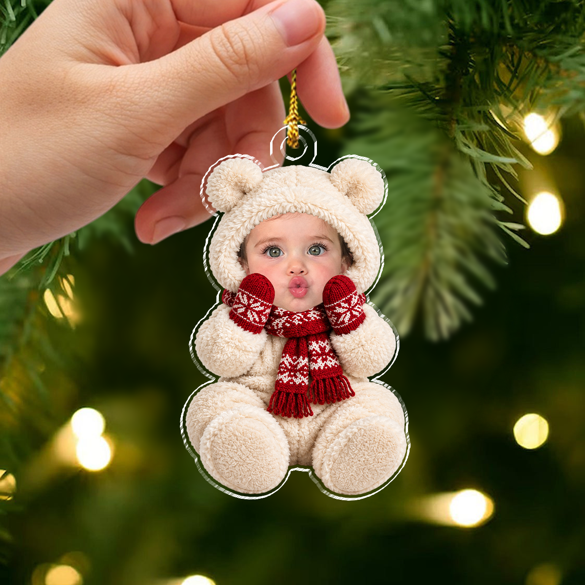 Custom Baby Face Acrylic Ornament Baby’s First Christmas Keepsake, Newborn Holiday Gift CH07 180754