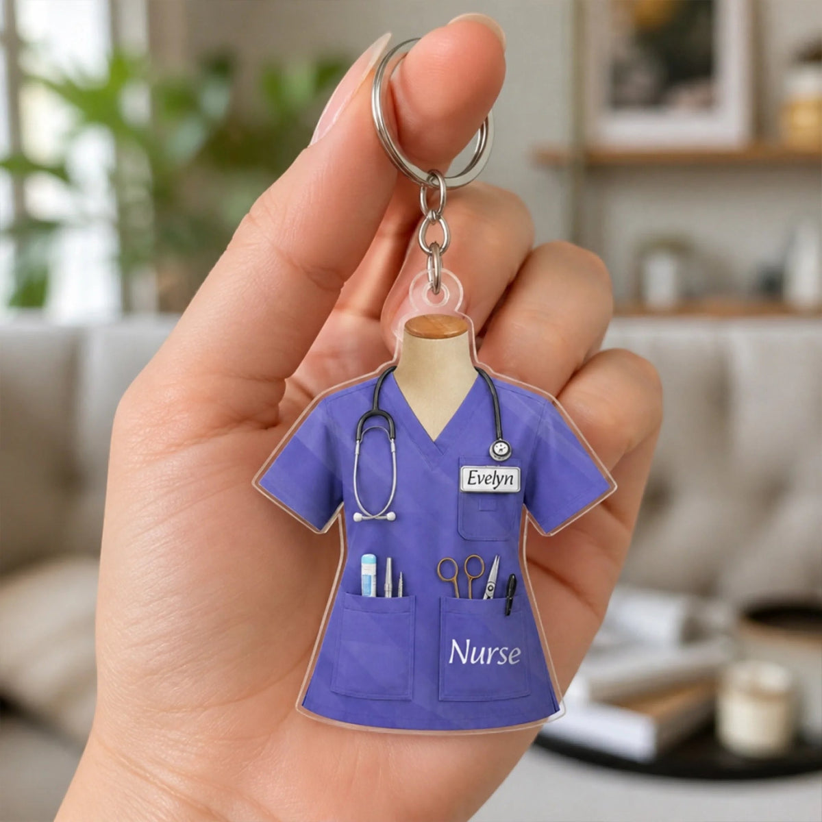 Custom Shaped Acrylic Keychain - Personalized Birthday Gifts For Nurse - Care Is My Calling