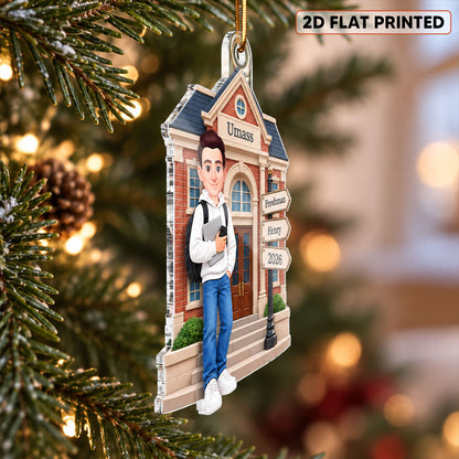 1st Year Of College 2D Flat - Personalized Acrylic Ornament - Christmas Gift for Freshman