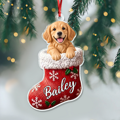 Personalized Pet Face Christmas Stocking Acrylic Ornament