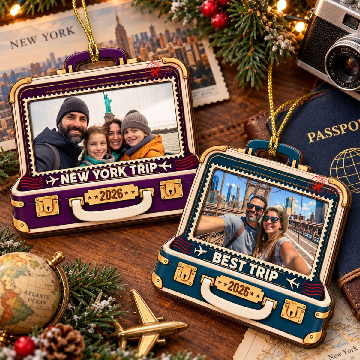 Memories From Our Travels - Personalized 2-Layered Wood Ornament