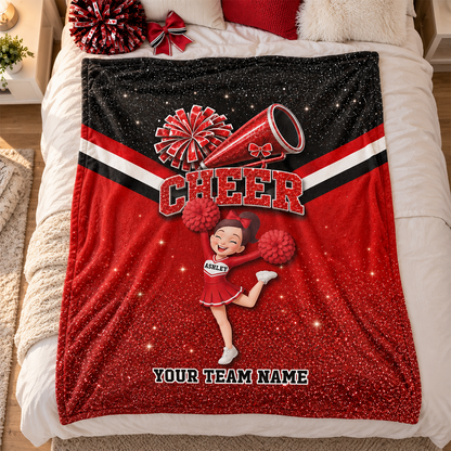 Proud Cheerleader Custom Name And Team Name - Personalized Fleece Blanket - Christmas Gift For Cheerleaders, Daughter, Granddaughter