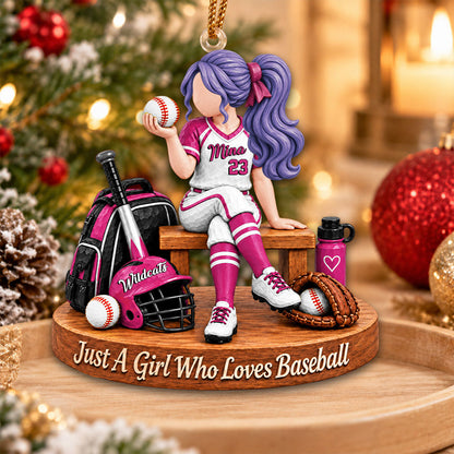 Just A Girl Who Loves Baseball, Personalized Baseball Ornament, Custom Player Name Gift, Gift For Baseball Players Baseball Lover MI209