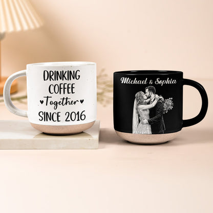 Drink Coffee Together Since Custom Photo Sketch Line Art - Personalized Mug