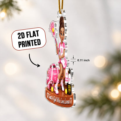 Just a Girl Who Loves Lacrosse - Personalized Acrylic Ornament - Christmas Gift for Daughter, Granddaughter