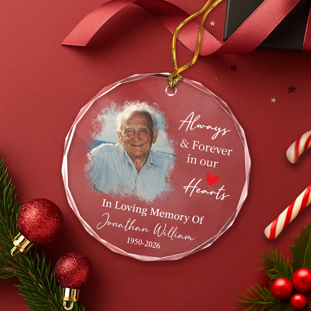 Custom Photo In Loving Memory Keepsake Memorial Glass Ornament HO82 903900