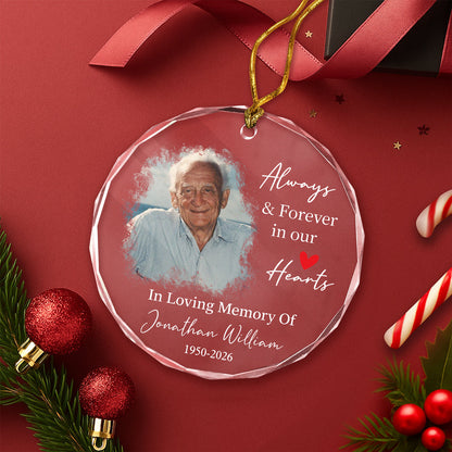 Custom Photo In Loving Memory Keepsake Memorial Glass Ornament HO82 903900