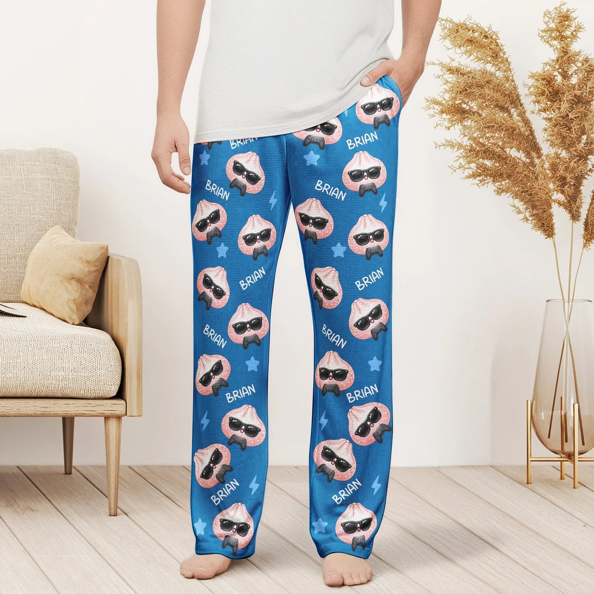 Cute Dumpling Custom Name Personalized Lounge Pants – Family Matching Pajama Pants For Adults & Kids