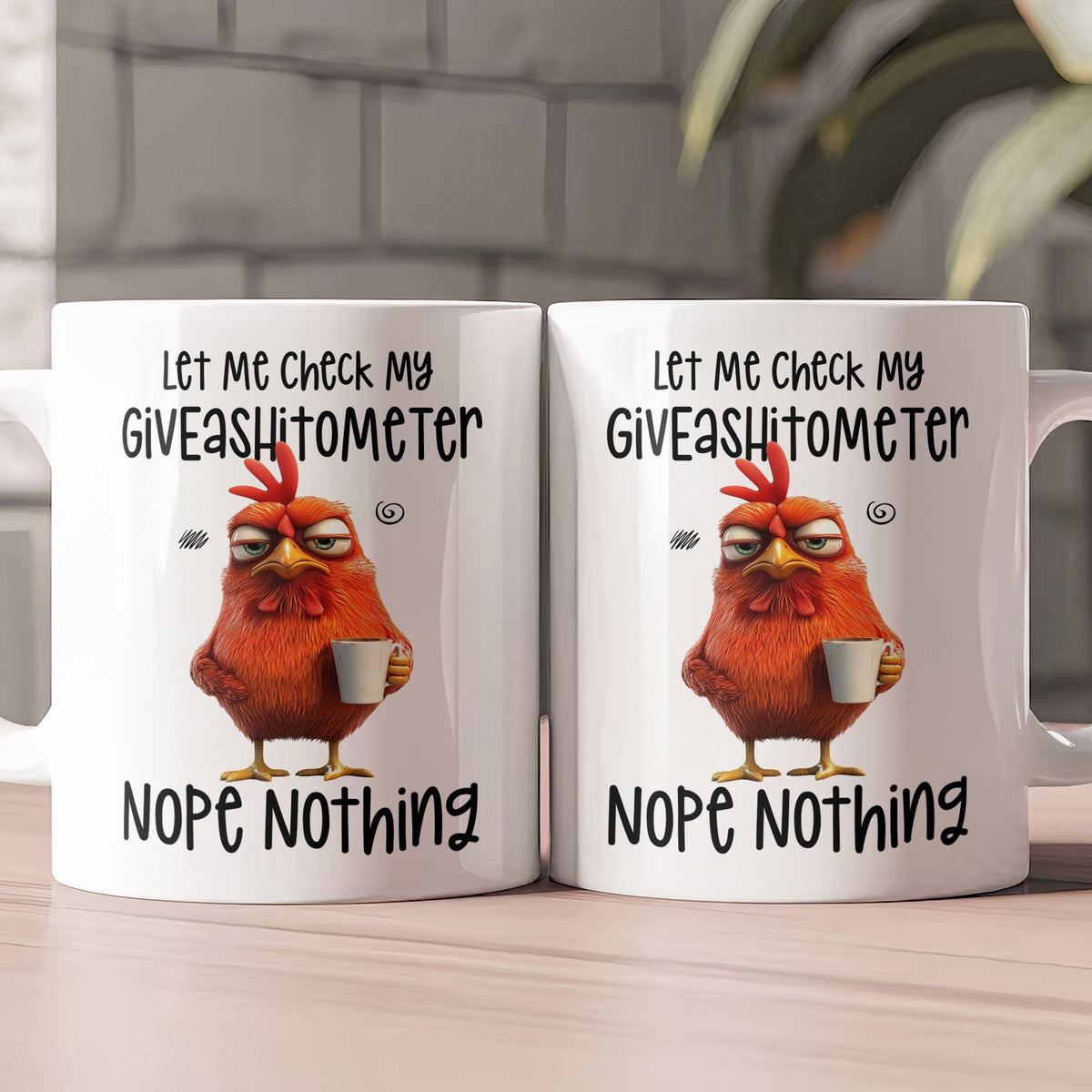 Funny Mug - Chicken Let Me Check My Giveashtometer Nope Nothing - Exchange Gift, White Elephant Gifts For Coworkers - Mug