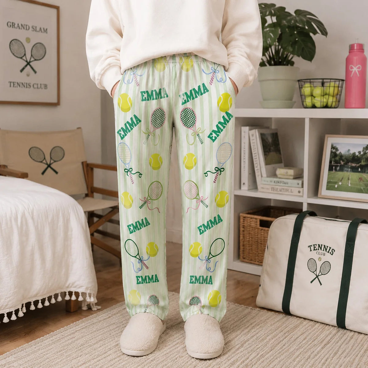 Personalized Tennis Name Lounge Pants – Custom Tennis Pajama Pants For Girls, Women & Tennis Players