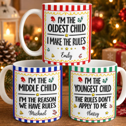Custom Name Birth Order Sibling Christmas Gifts - Personalized Mug