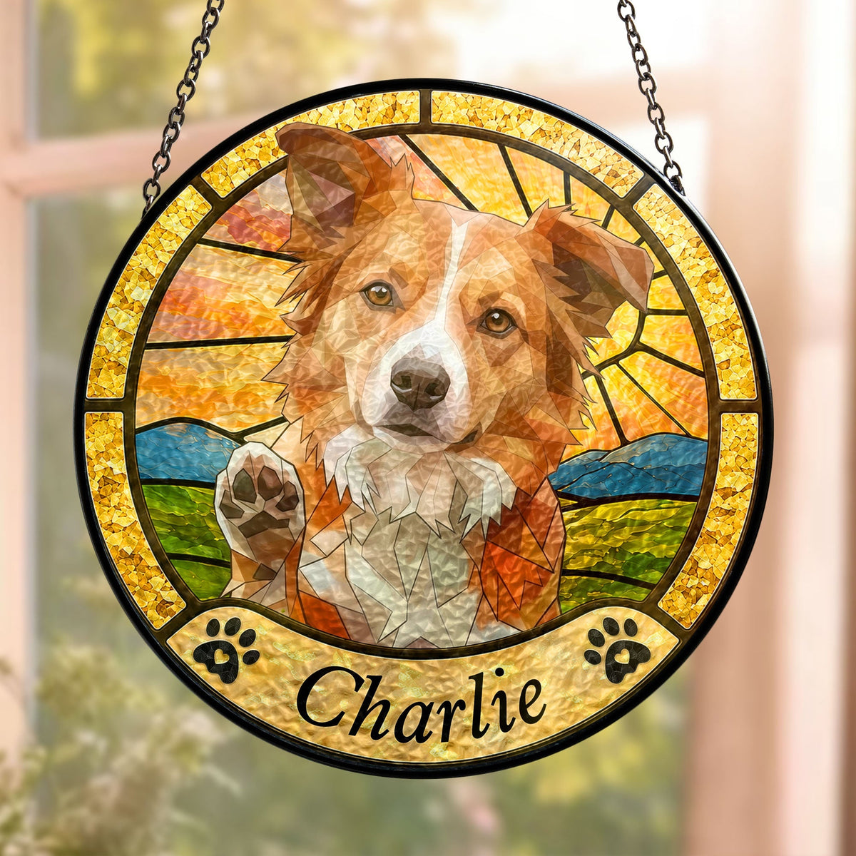 Personalized Pet Memorial Stained Glass Suncatcher – Custom Photo Window Hanging Keepsake Gift for Pet Lovers