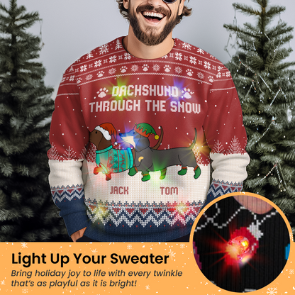Dachshund Through The Snow - Personalized Ugly Sweater
