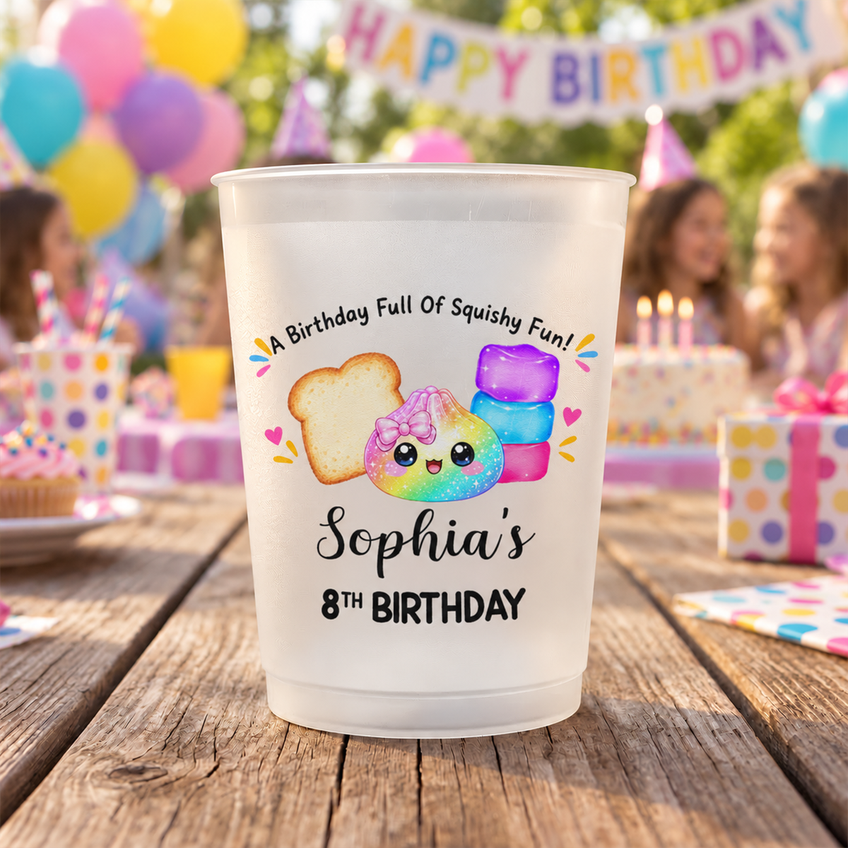Birthday Decor For Squishy Hunter - Personalized Cups