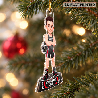Wrestling Boy Girl 2D Flat - Personalized Acrylic Ornament - Christmas Gift For Granddaughter Grandson