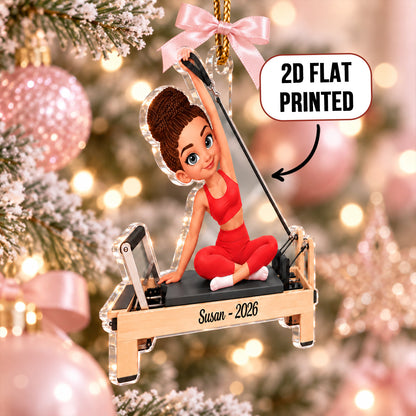 Custom Pilates Girl Name - Personalized Acrylic Ornament - Custom Christmas Gift for Pilates Lovers