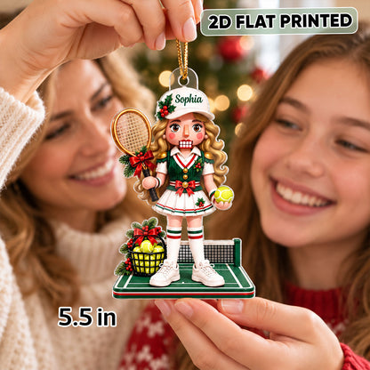 Custom Female Tennis Nutcracker - Personalized Acrylic Ornament - Christmas Gift for Daughter, Granddaughter
