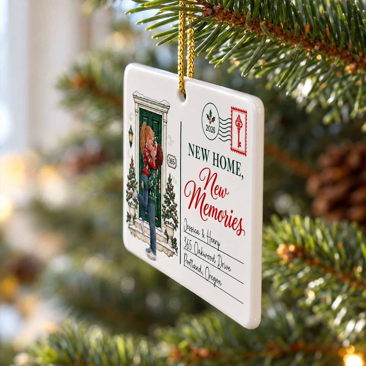 Couple First Christmas In New Home - Personalized Ceramic Ornament – New Home Keepsake, Housewarming Gift for Couple