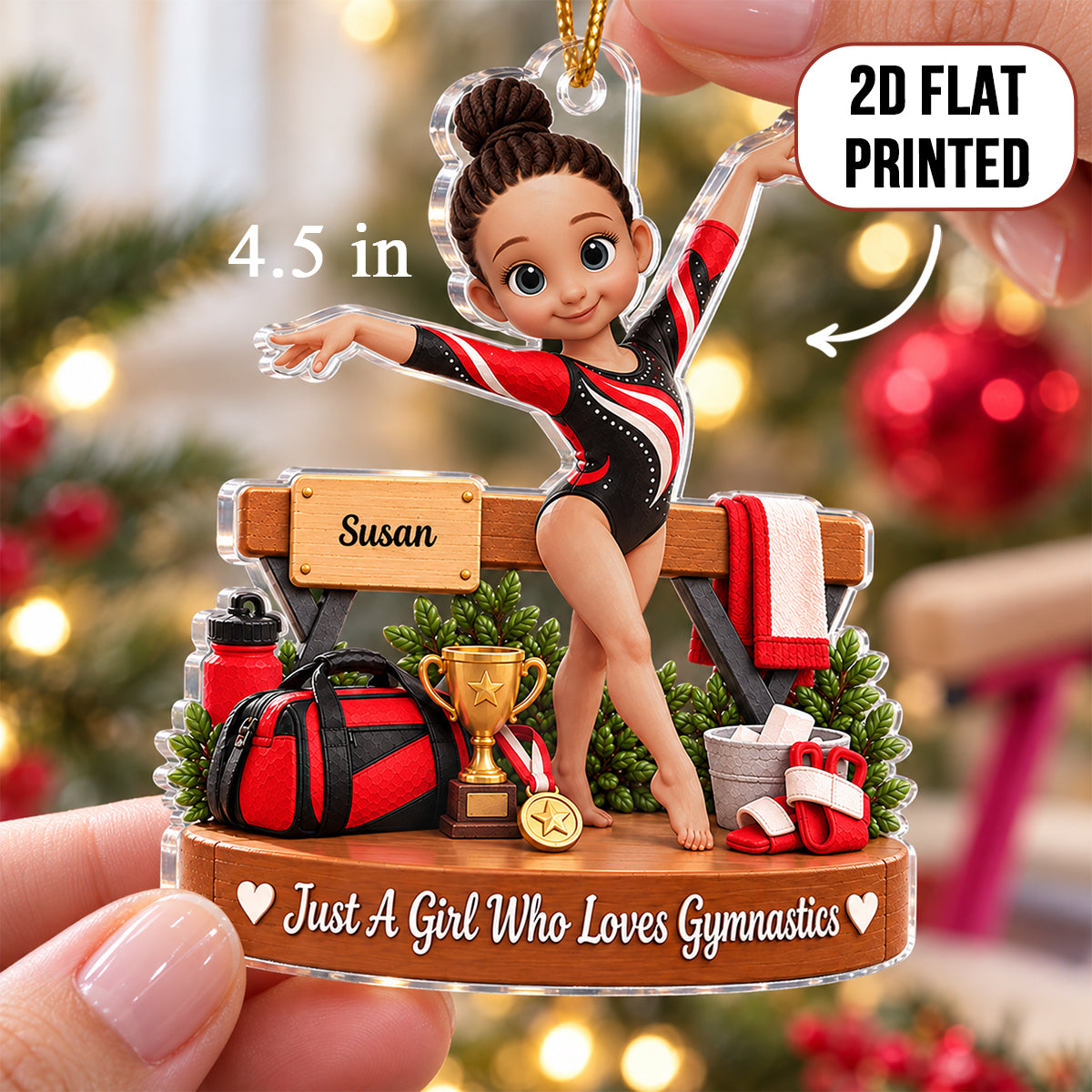 Just a Girl Who Loves Gymnastic - Personalized Acrylic Ornament - Christmas Gift for Daughter, Granddaughter, Niece