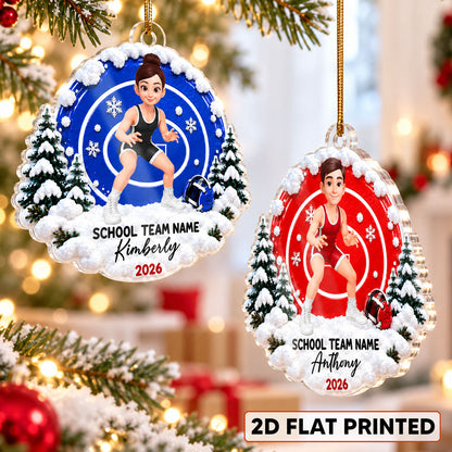 Girl Boy Wrestler - Personalized Acrylic Ornament - Christmas Gift For Kids Grandkids, Young Wrestlers