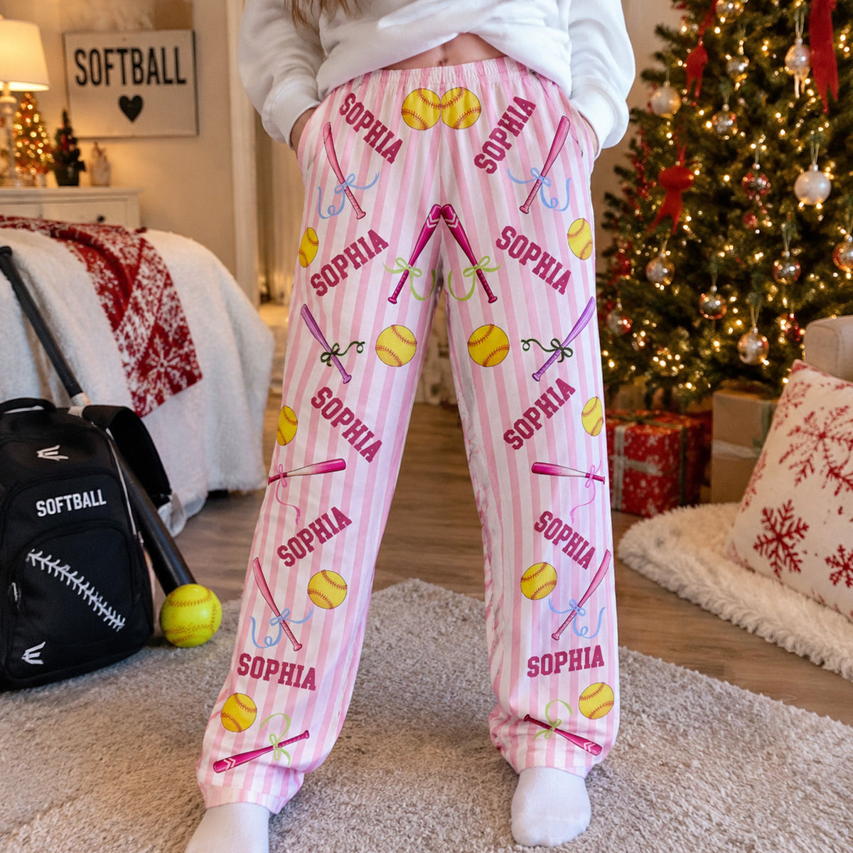 Custom Name Gift For Softball Lovers, Softbal Player, Softball Girls - Personalized Lounge Pants