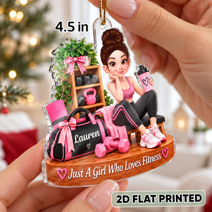 Just a Girl Who Loves Fitness - Personalized Acrylic Ornament - Christmas Gift for Daughter, Wife, Best Friends