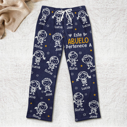 Este Abuelo Esta Abuela Pertenece A Con Dibujos Estilo Doodle - Personalizadas Pantalones De Pijama De Felpa