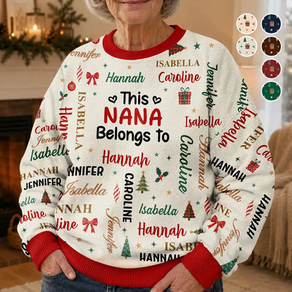 Christmas Gift For Grandma Nana - Personalized Kids Names Unisex Ugly Sweater