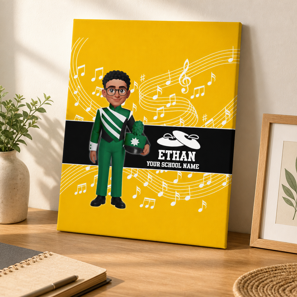 Custom Music Marching Band, Orchestra, Personalized Name, Color, School, Instrument, Trumpet, Clarinet, Tuba, Violine - Personalized Canvas - Christmas Gift For Son, Grandson, Daughter, Granddaughter