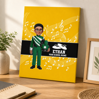 Custom Music Marching Band, Orchestra, Personalized Name, Color, School, Instrument, Trumpet, Clarinet, Tuba, Violine - Personalized Canvas - Christmas Gift For Son, Grandson, Daughter, Granddaughter