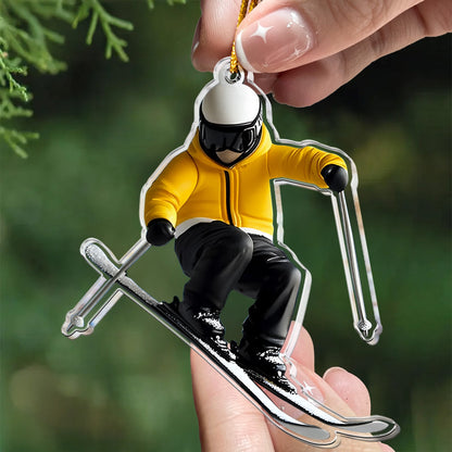 Gift For Skiing Lovers Gift For Skier 2D Flat- Acrylic Ornament