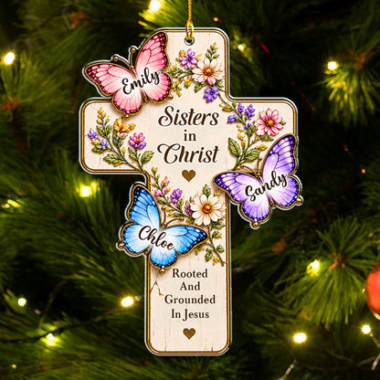 Custom Keepsake Christmas Ornament •  Sisters By Faith - Personalized Acrylic Ornament